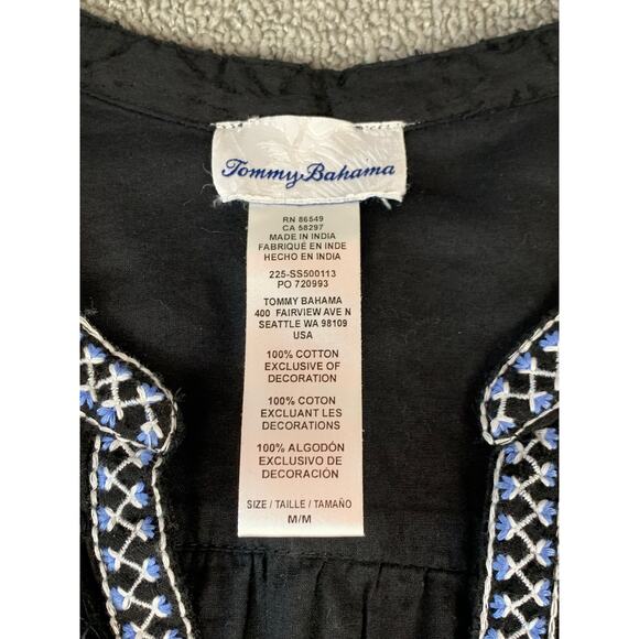 Tommy Bahama Dress Embroidered Bell Sleeve Boho Coastal Mini Size Medium - Picture 5 of 10